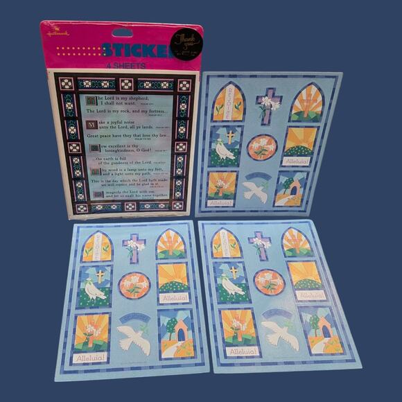 1990 Rare Hallmark Religious Christian Stickers Psalm Scriptures & Easter Cross - Picture 1 of 10